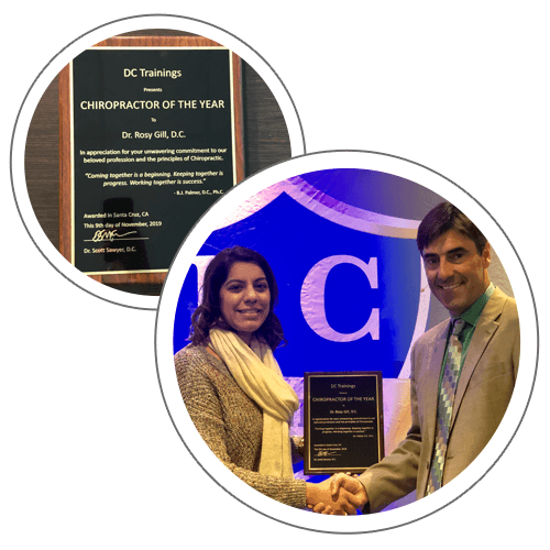 Chiropractor Lathrop CA Dr Rosy Gill Chiropractor of the Year Award 2019