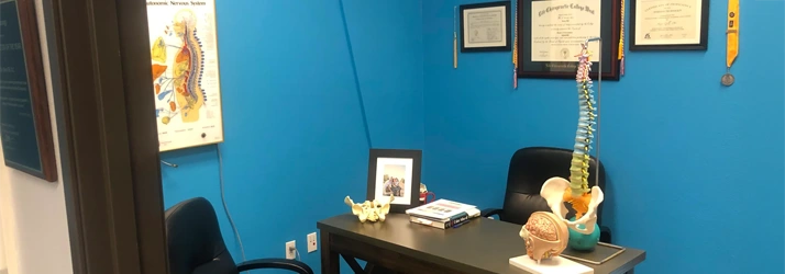 An office space at Gill Family Chiropractic with educational materials